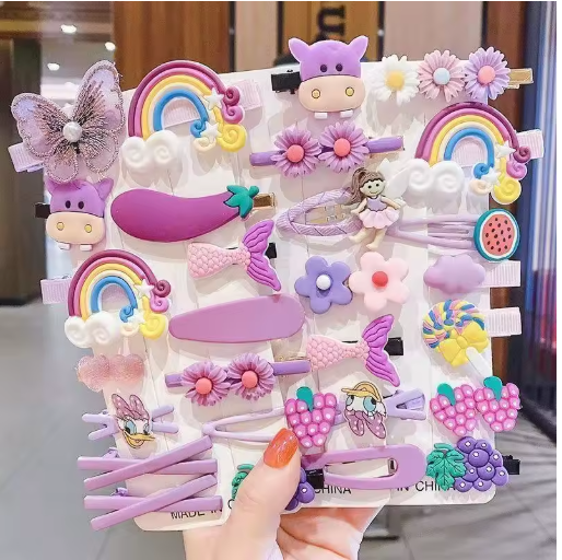 Cartoon Flower & Fruit Hair Clip Set for Kids | Barrettes
