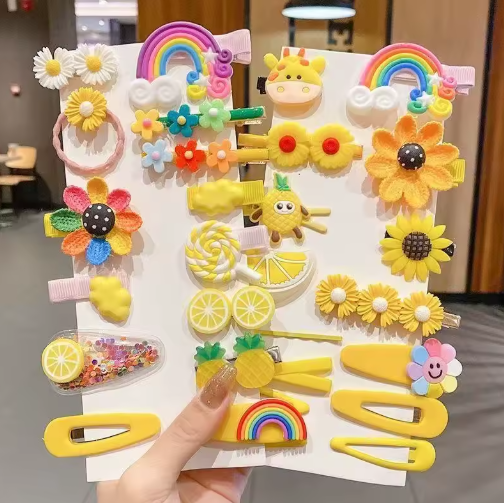 Cartoon Flower & Fruit Hair Clip Set for Kids | Barrettes