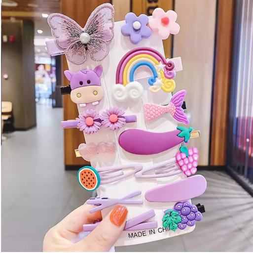 Cartoon Flower & Fruit Hair Clip Set for Kids | Barrettes