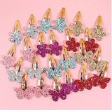24-Piece Glitter Flower & Butterfly Hair Clips Set