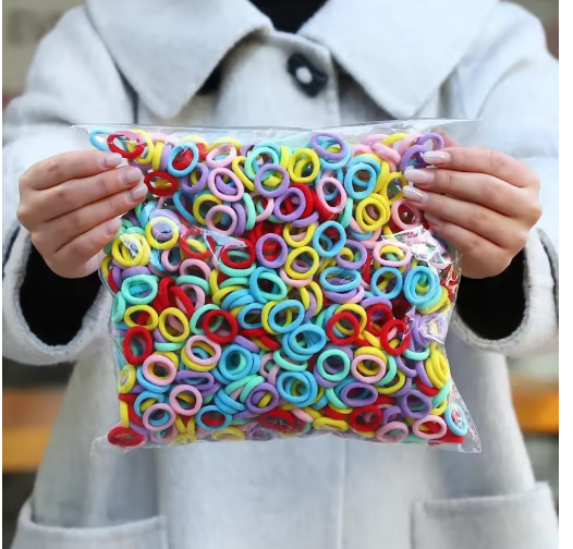 50-Pack Colorful Elastic Hair Ties for Kids
