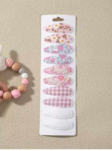 10-Piece Kids Plaid Hair Clips Set | Cute BB Hairpins