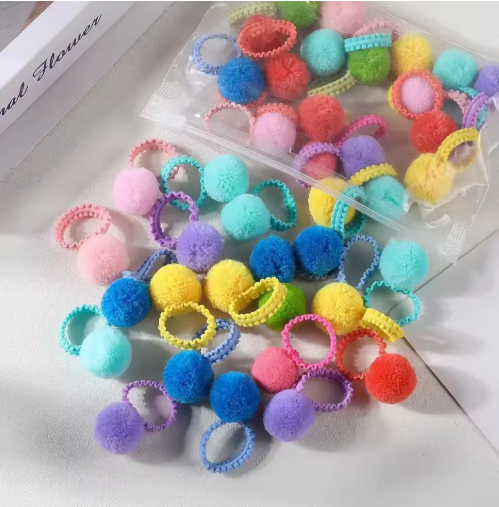 20-Pack Colorful Fluffy Hair Elastics for Kids