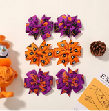 Halloween Kids Hair Bows Set – Pumpkin, Cat & Witch (6)