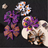 Halloween Kids Hair Bows Set – Pumpkin, Cat & Witch (6)