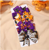 Halloween Pumpkin Bow Hair Clips for Kids, 4-Pack