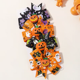 Halloween Pumpkin Bow Hair Clips for Kids, 4-Pack