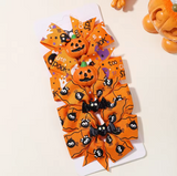 Halloween Pumpkin Bow Hair Clips for Kids, 4-Pack