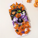 Halloween Pumpkin Bow Hair Clips for Kids, 4-Pack