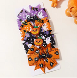 Halloween Pumpkin Bow Hair Clips for Kids, 4-Pack