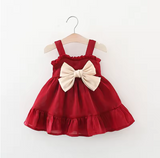 Baby Girl Bow Lace Fluffy Suspender Dress (9mo–3yr)