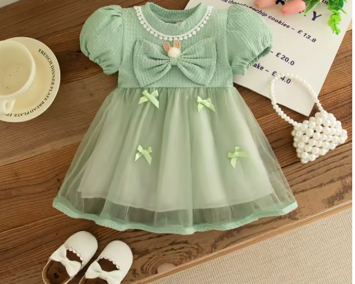 Baby Girl Knitted Mesh Bow Summer Dress