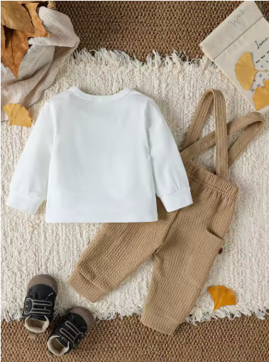 Baby Boys 2-Piece Autumn Bear Top & Overalls Set (1-3Y)