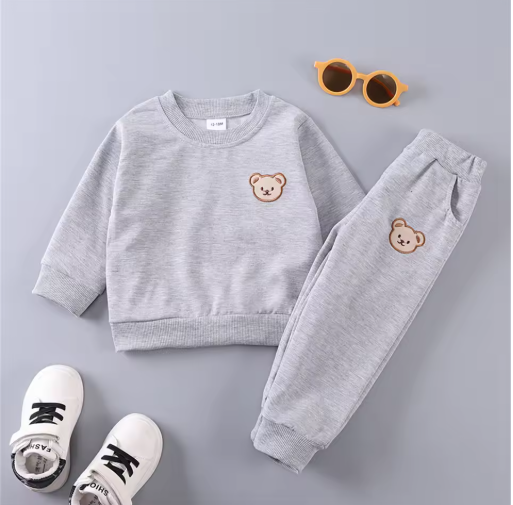 Baby Bear Embroidered Hoodie Set (2pcs) - Spring/Autumn