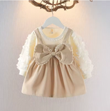 Girls' Autumn Princess Dress with Big Bow
