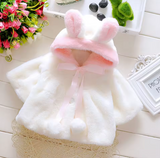 Baby Wool Hooded Jacket with Rabbit Ears (0–3 Years)
