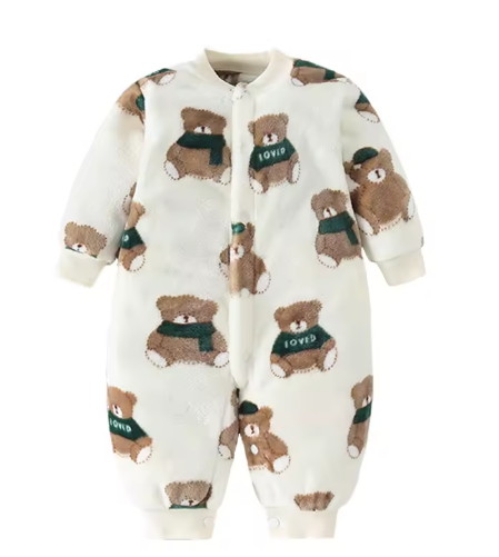 Newborn Soft Flannel Jumpsuit & Jacket (0–18 Months)