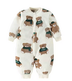 Newborn Soft Flannel Jumpsuit & Jacket (0–18 Months)