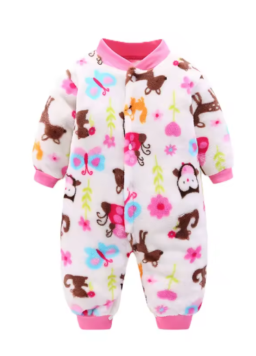 Newborn Soft Flannel Jumpsuit & Jacket (0–18 Months)