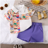 Baby Boy Teddy Bear 2-Piece Short Set