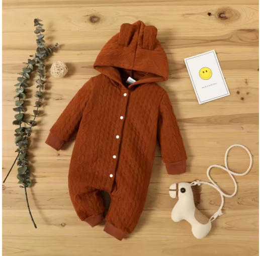 Newborn Hooded Romper with Cute Ears (0–18M)