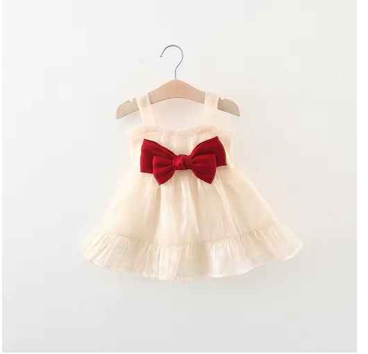 Baby Girl Lace Bow Suspender Dress — 9-36 Months