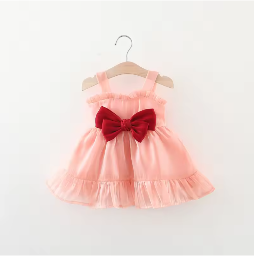 Baby Girl Lace Bow Suspender Dress — 9-36 Months