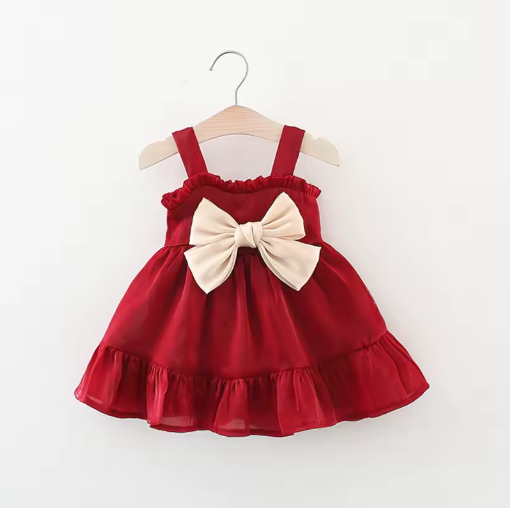 Baby Girl Lace Bow Suspender Dress — 9-36 Months