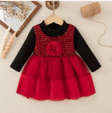 Baby Girl Christmas Flower Dress Imitation Two-Piece (3M-3Y)