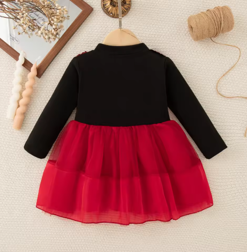 Baby Girl Christmas Flower Dress Imitation Two-Piece (3M-3Y)