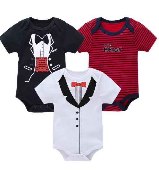 3-Piece Baby Boy Cotton Bodysuit Set (0–12M)