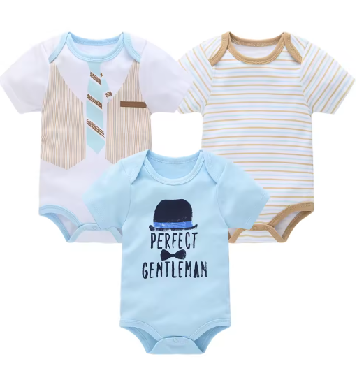3-Piece Baby Boy Cotton Bodysuit Set (0–12M)