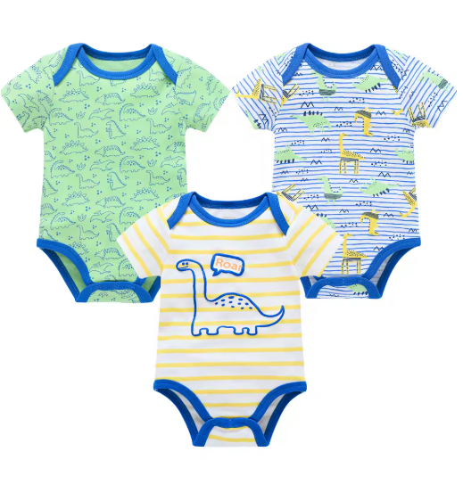3-Piece Baby Boy Cotton Bodysuit Set (0–12M)