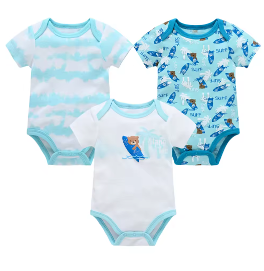 3-Piece Baby Boy Cotton Bodysuit Set (0–12M)