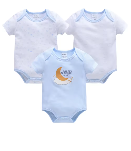 3-Piece Baby Boy Cotton Bodysuit Set (0–12M)