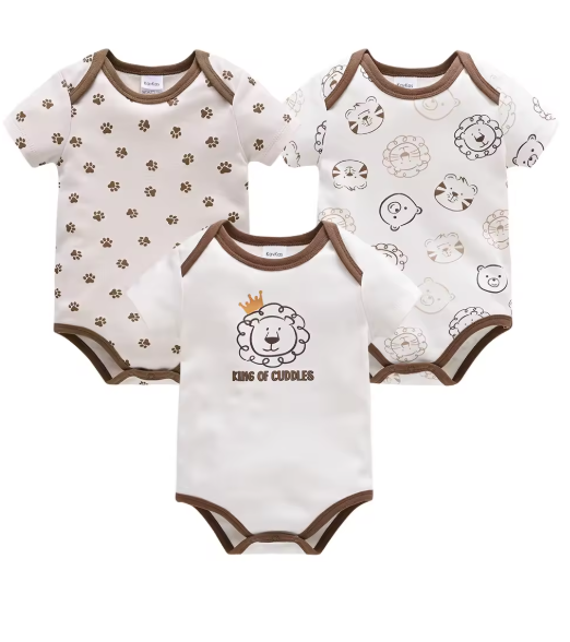3-Piece Baby Boy Cotton Bodysuit Set (0–12M)
