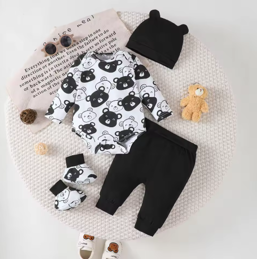 Baby Boy Little Bear 4-Piece Newborn Set (0-9 Months)