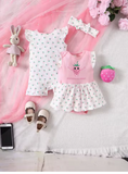 3PCS Baby Girl Cotton Onesie Set with Butterfly Bow