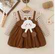 Autumn Winter Baby Girl Dress - Striped Faux-Layer (6-24M)