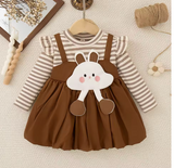 Autumn Winter Baby Girl Dress - Striped Faux-Layer (6-24M)
