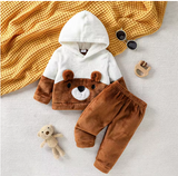 Cute Cartoon Hooded Baby 2-Piece Plush Winter Set (0-1Y)
