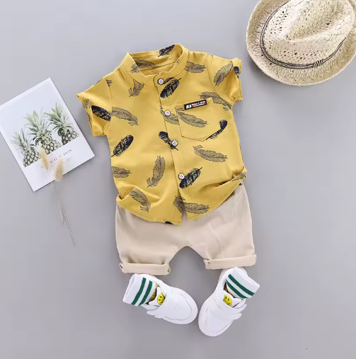 Baby Feather Print Summer Set (0-3 yrs)