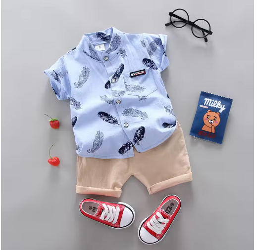 Baby Feather Print Summer Set (0-3 yrs)