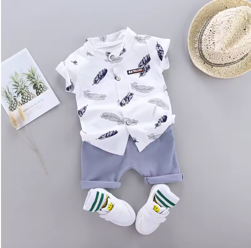Baby Feather Print Summer Set (0-3 yrs)