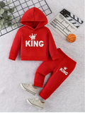 Baby Boy King Crown Fleece Hoodie & Pants Set