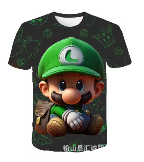 Mario 3D Printed Parent-Child T-shirt