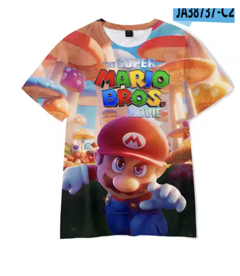 Mario 3D Printed Parent-Child T-shirt