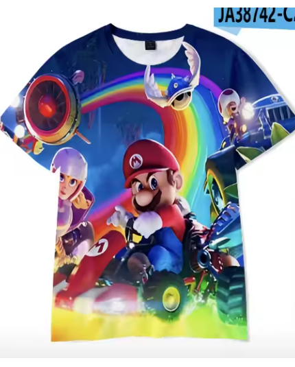 Mario 3D Printed Parent-Child T-shirt