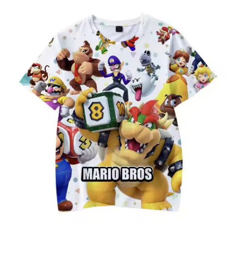 Mario 3D Printed Parent-Child T-shirt