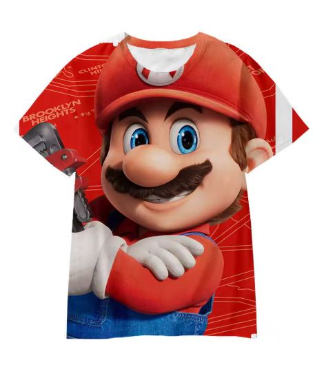 Mario 3D Printed Parent-Child T-shirt
